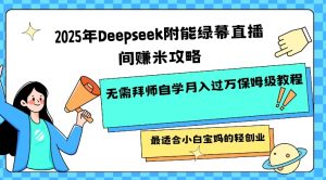 2025年Deepseek附能绿幕直播间挣米攻略无需拜师自学月入过W保姆级教程，最适合小白宝妈的轻创业-91创业项目库