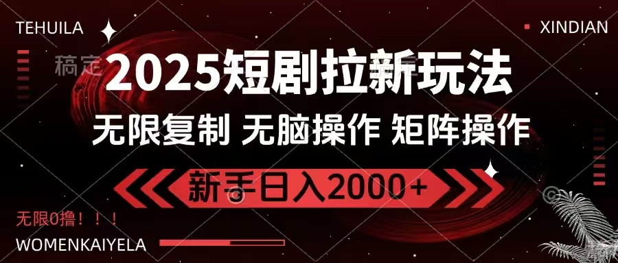 2025短剧拉新玩法，无需注册登录，无限0撸，无脑批量操作日入2000+-91创业项目库