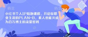 小红书个人IP陪跑课程，开启你职业生涯的PLAN-B，素人也能火成为百万博主的流量密码-91创业项目库