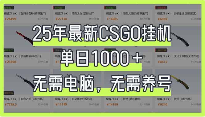 25年最新CSGO挂机系统，单日1000+，无需电脑，无需养号，0基础可上手-91创业项目库