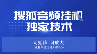【搜狐音频挂G】独家技术，可矩阵可放大，红利期稳定月入8k【揭秘】-91创业项目库