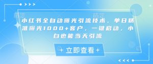 小红书全自动曝光引流技术，单日精准曝光1000+客户，一键启动，小白也能当天引流【揭秘】-91创业项目库