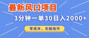 最新短剧项目操作，3分钟一单30。日入2000左右，零成本，无脑操作。-91创业项目库