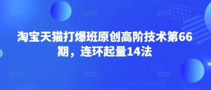 淘宝天猫打爆班原创高阶技术第66期，连环起量14法-91创业项目库