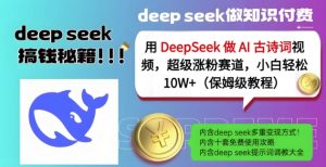 用DeepSeek做AI古诗词视频，超级涨粉赛道，小白轻松涨粉10W+(保姆级教程)-91创业项目库