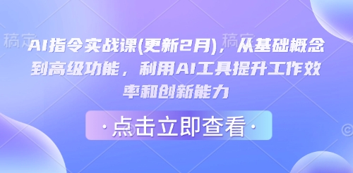 AI指令实战课(更新2月),从基础概念到高级功能,利用AI工具提升工作效率和创新能力-91创业项目库