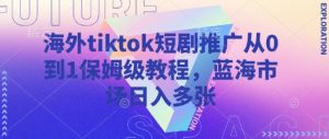 海外tiktok短剧推广从0到1保姆级教程，蓝海市场日入多张-91创业项目库