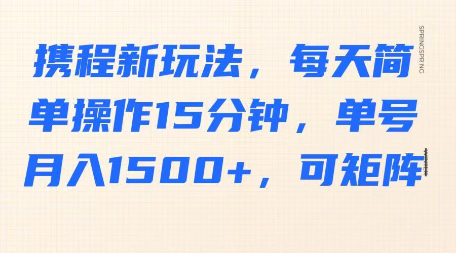 携程新玩法，每天简单操作15分钟，单号月入1500+，可矩阵-91创业项目库