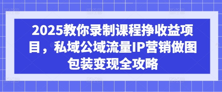 2025教你录制课程挣收益项目，私域公域流量IP营销做图包装变现全攻略-91创业项目库