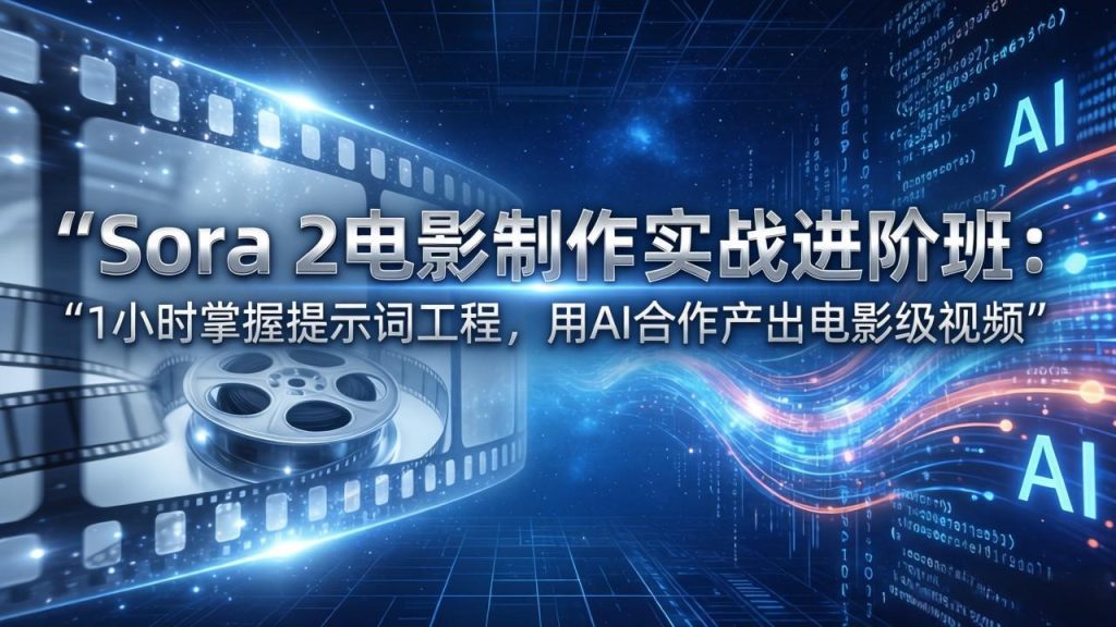 Sora 2电影制作实战进阶班：1小时掌握提示词工程，用AI合作产出电影级视频-91创业项目库
