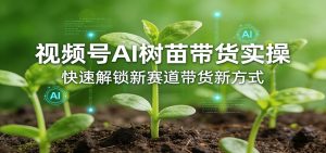 视频号AI树苗带货实操,快速解锁新赛道带货新方式-91创业项目库