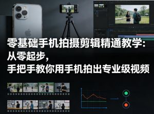 零基础手机拍摄剪辑精通教学：从零起步，手把手教你用手机拍出专业级视频-91创业项目库