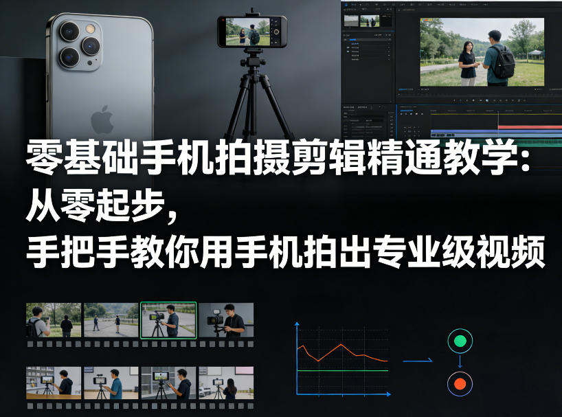 零基础手机拍摄剪辑精通教学：从零起步，手把手教你用手机拍出专业级视频-91创业项目库