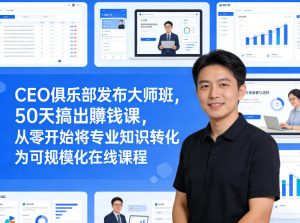 CEO俱乐部发布大师班，50天搞出賺钱课，从零开始将专业知识转化为可规模化在线课程-91创业项目库