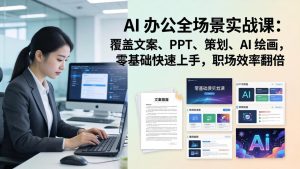 AI 办公全场景实战课：覆盖文案、PPT、策划、AI 绘画，零基础快速上手，职场效率翻倍-91创业项目库