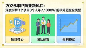 2026年IP商业新风口：深度拆解“1个项目3个人年入1000W”的极简超盘全模型-91创业项目库