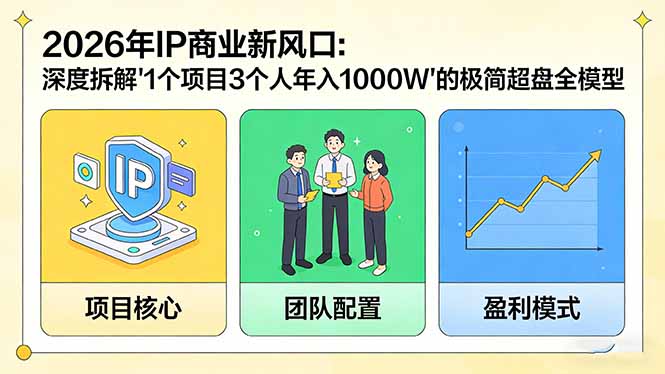 2026年IP商业新风口:深度拆解“1个项目3个人年入1000W”的极简超盘全模型-91创业项目库
