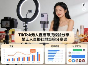 TikTok无人直播带货经验分享，某无人直播社群经验分享课-91创业项目库