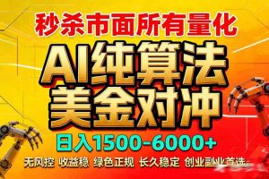 2026全网首发黑马项目，AI美金算法对冲，日入2000-6000+，稳定长效0风险，彻底告别996死工资-91创业项目库