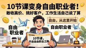 10 节课变身自由职业者!敢收高价、挑好客户,工作生活自己说了算-91创业项目库