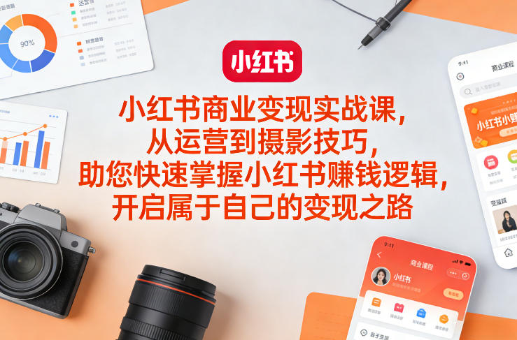 小红书商业变现实战课，从运营到摄影技巧，助您快速掌握小红书賺钱逻辑，开启属于自己的变现之路-91创业项目库