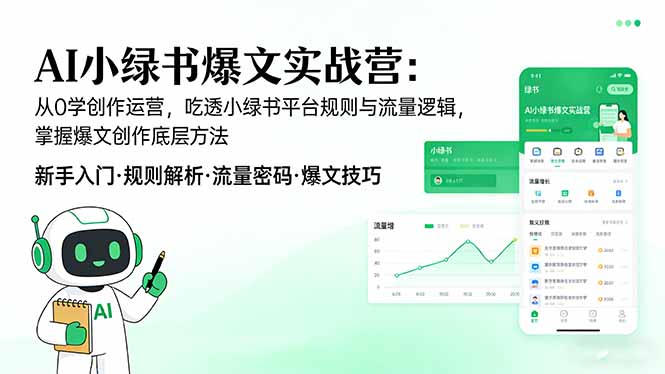 AI 小绿书爆文实战营：从0学创作运营，吃透小绿书平台规则与流量逻辑，掌握爆文创作底层方法-91创业项目库