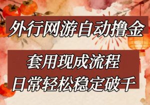 外行网游全自动撸金，套用现成流程，日常轻松稳定破千【揭秘】-91创业项目库