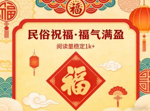 公众号流量主之民俗祝福赛道，选题不愁，结构固定，阅读稳定1w+-91创业项目库