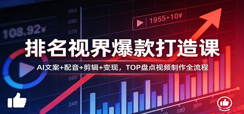 图片[1]-排名视界爆款打造课：AI文案+配音+剪辑+变现，TOP盘点视频制作全流程-91创业项目库