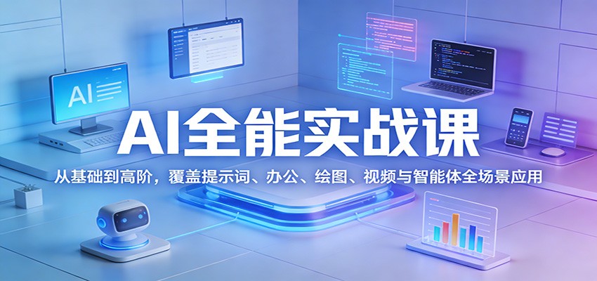 图片[1]-AI全能实战课：从基础到高阶，覆盖提示词、办公、绘图、视频与智能体全场景应用-91创业项目库