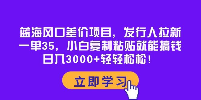 蓝海风口差价项目，发行人拉新，一单35，小白复制粘贴就能搞钱！日入30…-91创业项目库