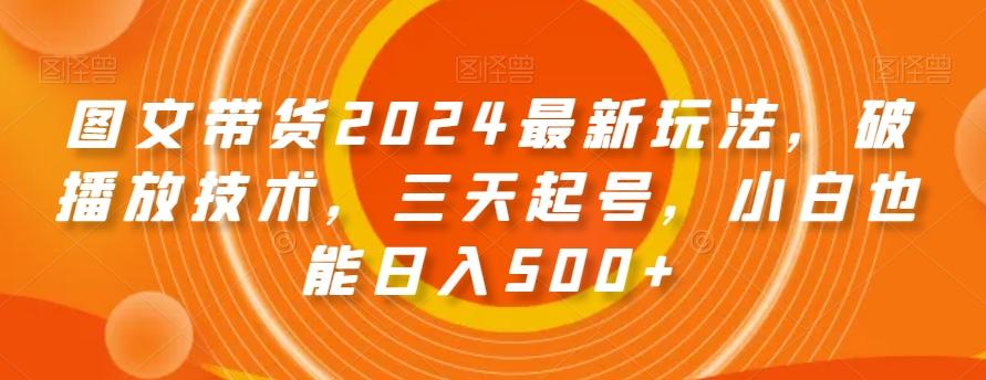 图文带货2024最新玩法，破播放技术，三天起号，小白也能日入500+【揭秘】-91创业项目库