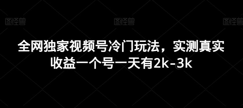 全网独家视频号冷门玩法，实测真实收益一个号一天有2k-3k-91创业项目库