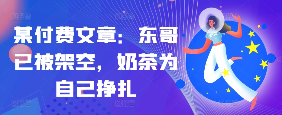 某付费文章：东哥已被架空，奶茶为自己挣扎!!-91创业项目库