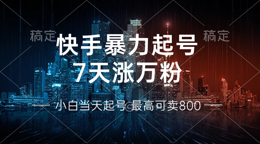 快手暴力起号，7天涨万粉，小白当天起号 多种变现方式，账号回收，单月...-91创业项目库