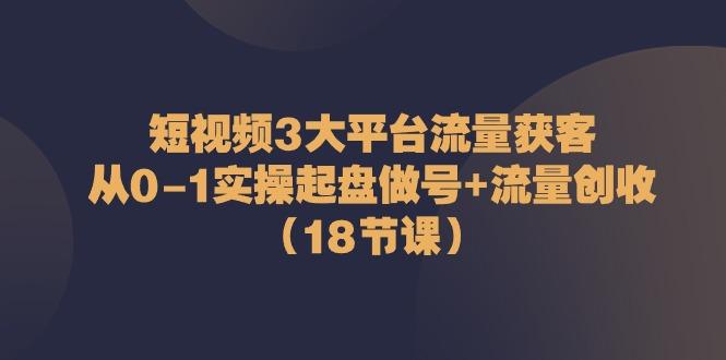 短视频3大平台流量获客：从0-1实操起盘做号+流量创收(18节课)-91创业项目库