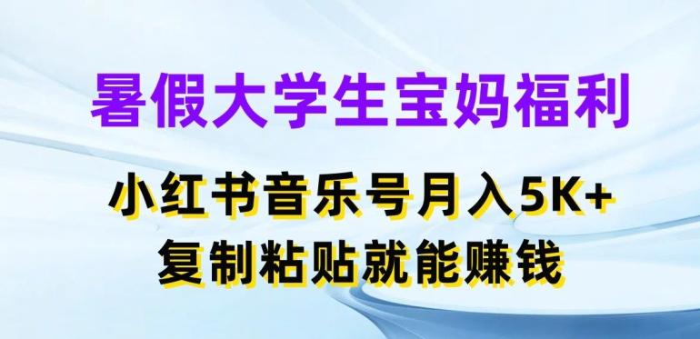 暑假大学生宝妈福利，小红书音乐号月入5000+，复制粘贴就能赚钱【揭秘】-91创业项目库