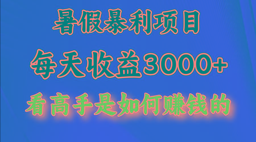 暑假暴力项目 1天收益3000+，视频号，快手，不露脸直播.次日结算-91创业项目库