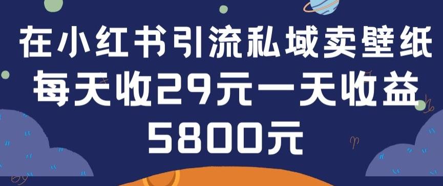 在小红书引流私域卖壁纸每张29元单日最高卖出200张(0-1搭建教程)【揭秘】-91创业项目库