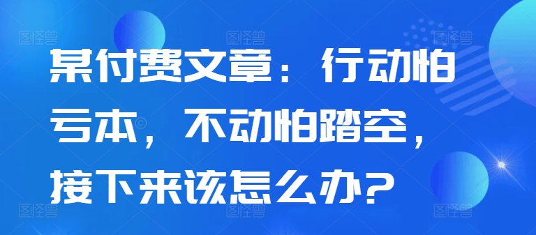 某付费文章：行动怕亏本，不动怕踏空，接下来该怎么办?-91创业项目库