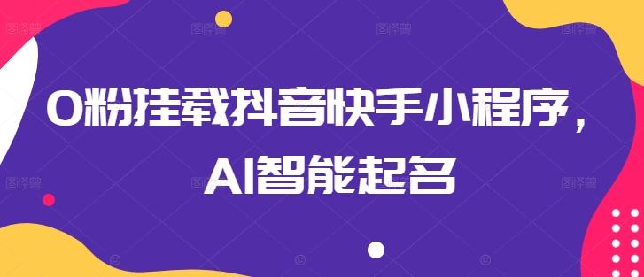 0粉挂载抖音快手小程序，AI智能起名-91创业项目库
