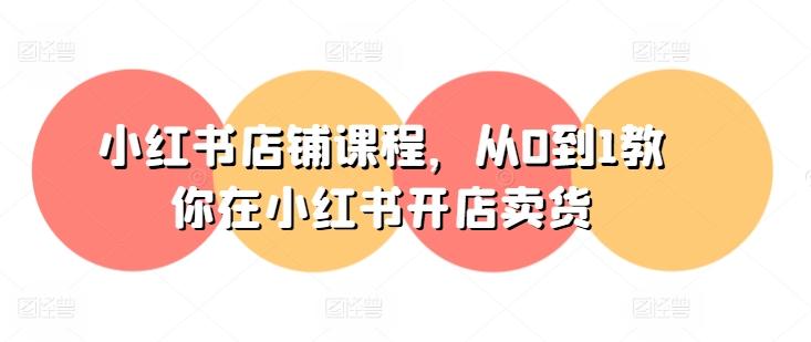 小红书店铺课程，从0到1教你在小红书开店卖货-91创业项目库