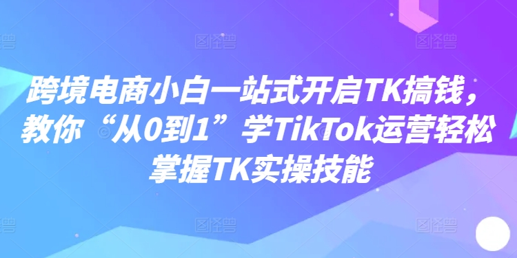 跨境电商小白一站式开启TK搞钱，教你“从0到1”学TikTok运营轻松掌握TK实操技能-91创业项目库