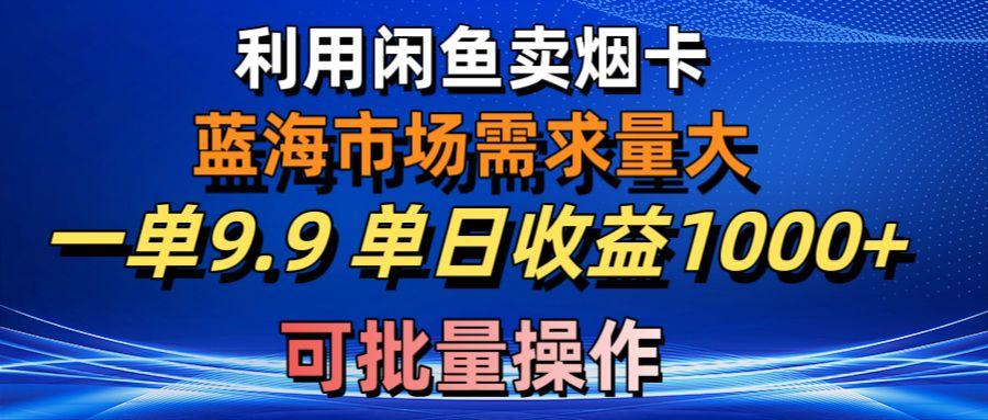 利用咸鱼卖烟卡，蓝海市场需求量大，一单9.9单日收益1000+，可批量操作-91创业项目库