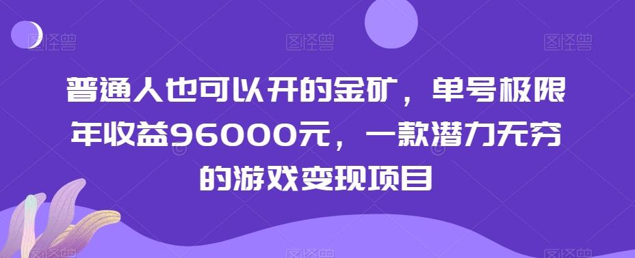 普通人也可以开的金矿，单号极限年收益96000元，一款潜力无穷的游戏变现项目【揭秘】-91创业项目库