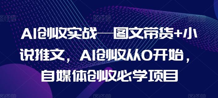 AI创收实战—图文带货+小说推文，AI创收从0开始，自媒体创收必学项目-91创业项目库