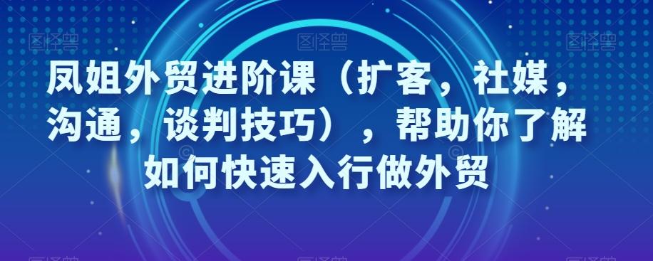 凤姐外贸进阶课（扩客，社媒，沟通，谈判技巧），帮助你了解如何快速入行做外贸-91创业项目库