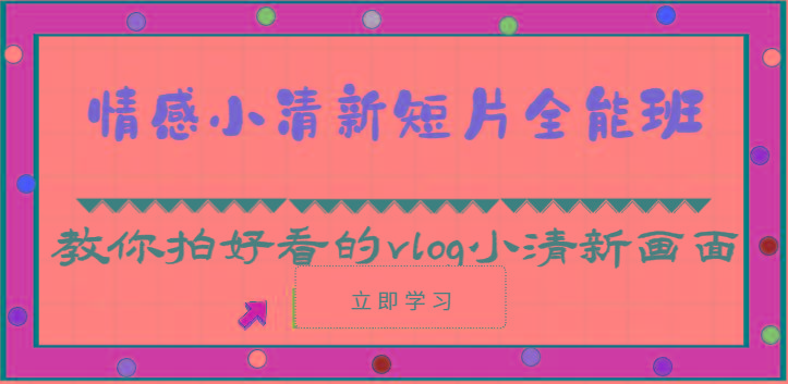 情感小清新短片全能班-教你拍好看的vlog小清新画面(30节课)-91创业项目库