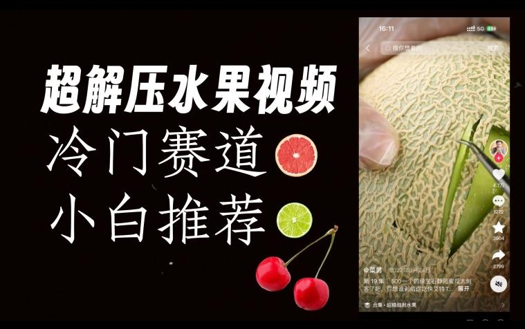 超冷门抖音赛道，水果解压视频0风险，非常容易爆火【揭秘】-91创业项目库