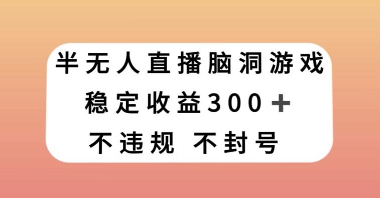 半无人直播脑洞小游戏，每天收入300+，保姆式教学小白轻松上手【揭秘】-91创业项目库